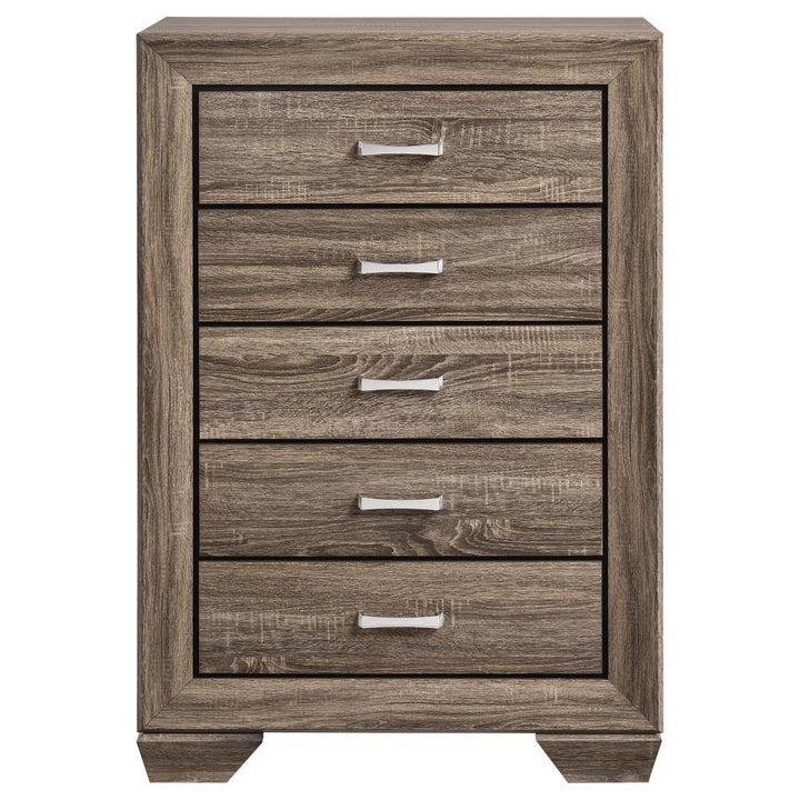 Kauffman - 5 - Drawer Bedroom Chest - Washed Taupe Accent Chest modern furniture Contempo Furniture