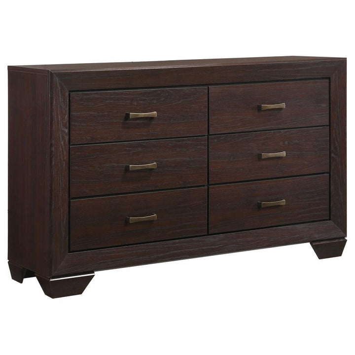 Kauffman - 6 - Drawer Dresser - Dark Cocoa Dressers modern furniture Contempo Furniture