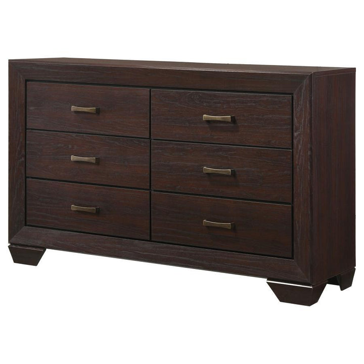 Kauffman - 6 - Drawer Dresser - Dark Cocoa Dressers modern furniture Contempo Furniture