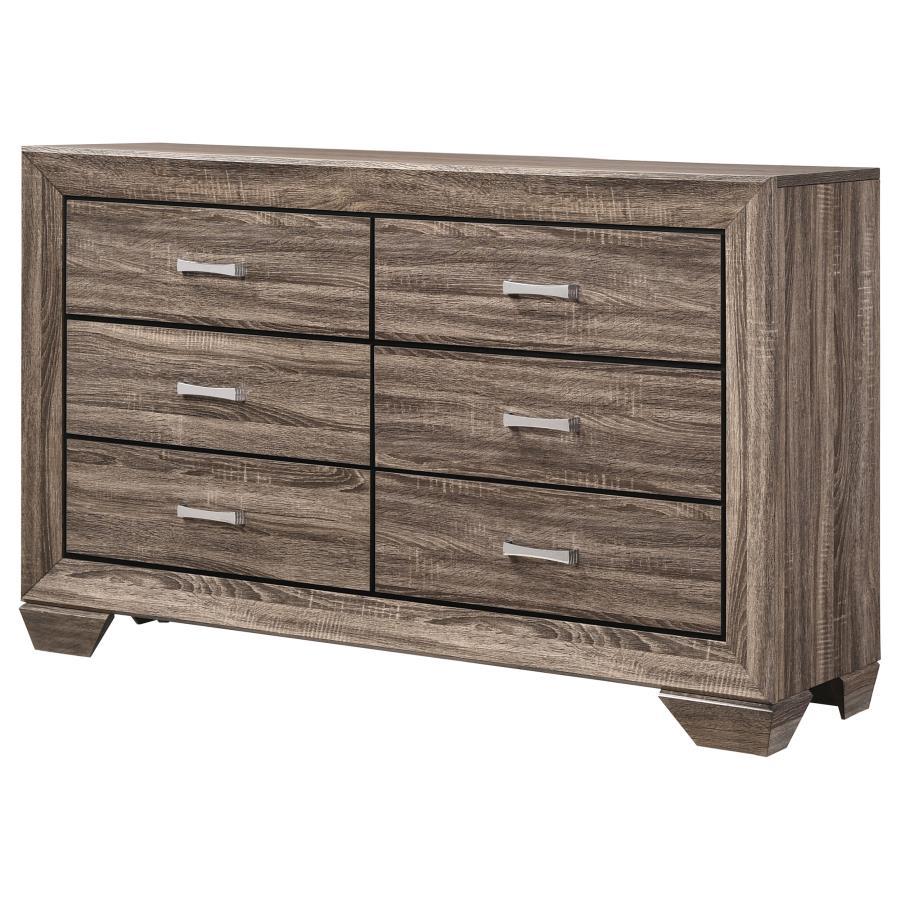Kauffman - 6 - Drawer Dresser - Washed Taupe Dressers modern furniture Contempo Furniture