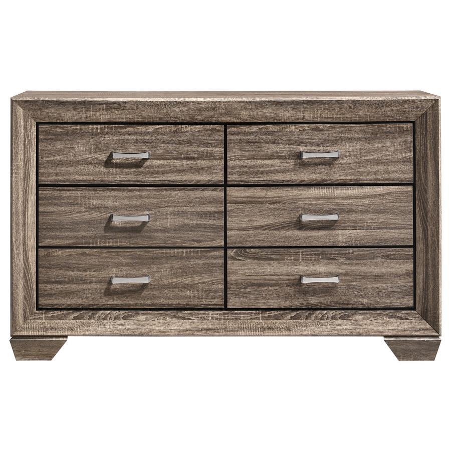 Kauffman - 6 - Drawer Dresser - Washed Taupe Dressers modern furniture Contempo Furniture
