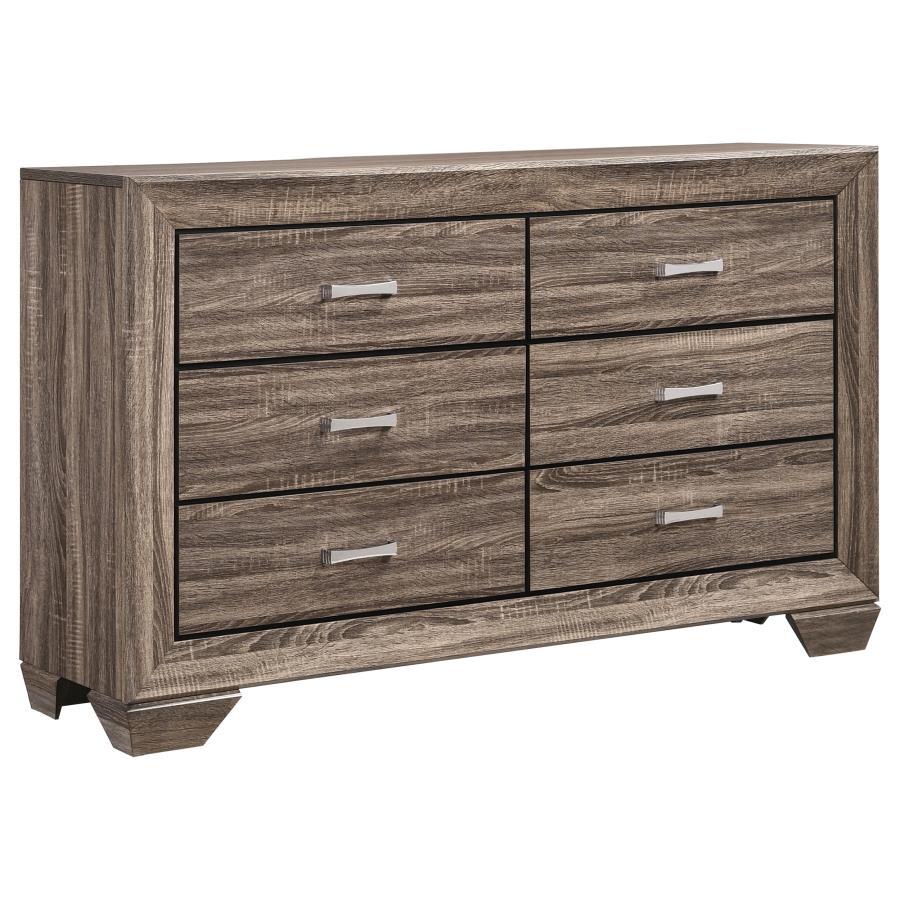 Kauffman - 6 - Drawer Dresser - Washed Taupe Dressers modern furniture Contempo Furniture