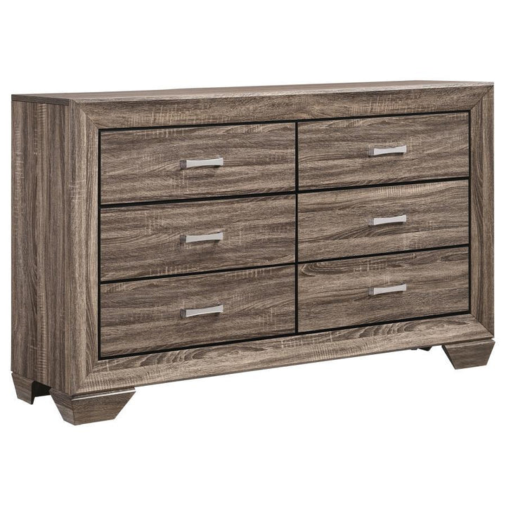 Kauffman - 6 - Drawer Dresser - Washed Taupe Dressers modern furniture Contempo Furniture