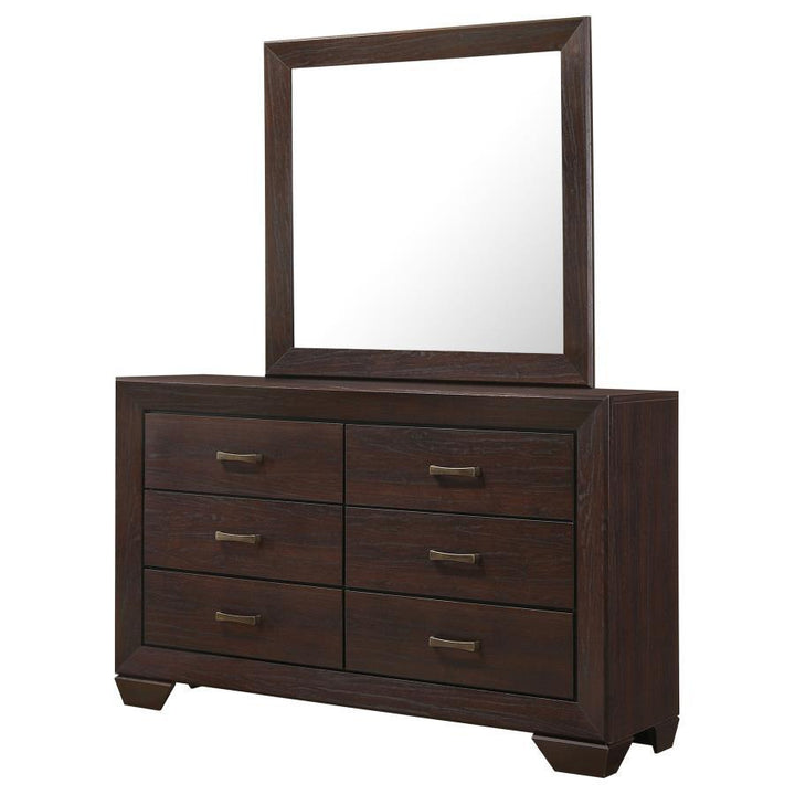 Kauffman - 6 - Drawer Dresser With Mirror - Dark Cocoa Dresser &amp; Mirror modern furniture Contempo Furniture