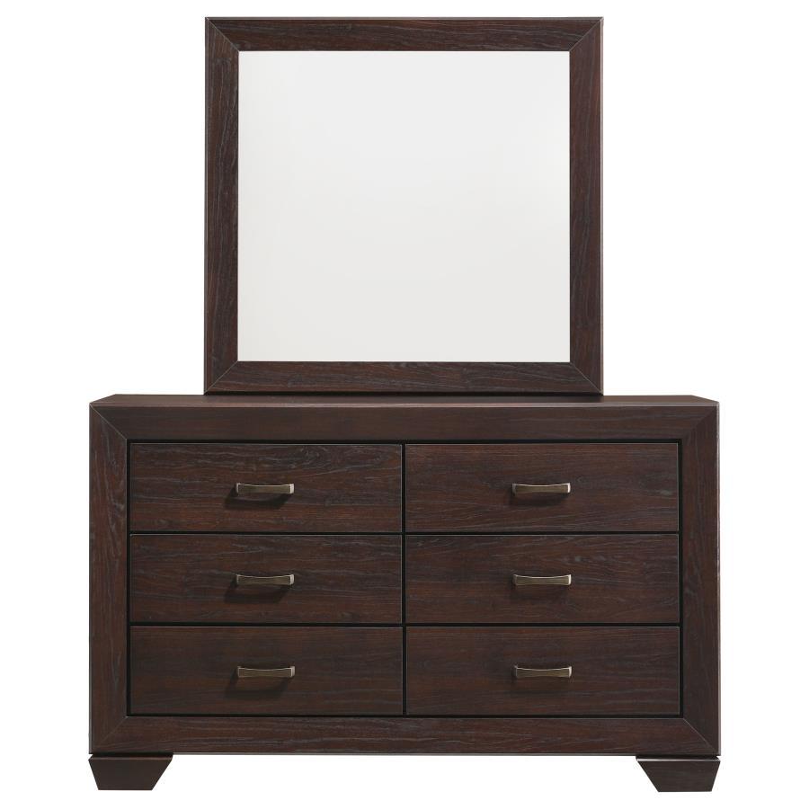 Kauffman - 6 - Drawer Dresser With Mirror - Dark Cocoa Dresser & Mirror modern furniture Contempo Furniture