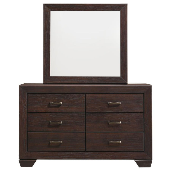 Kauffman - 6 - Drawer Dresser With Mirror - Dark Cocoa Dresser &amp; Mirror modern furniture Contempo Furniture
