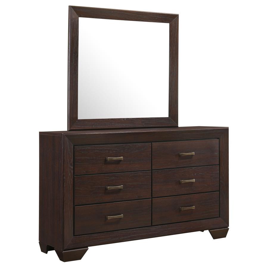 Kauffman - 6 - Drawer Dresser With Mirror - Dark Cocoa Dresser & Mirror modern furniture Contempo Furniture