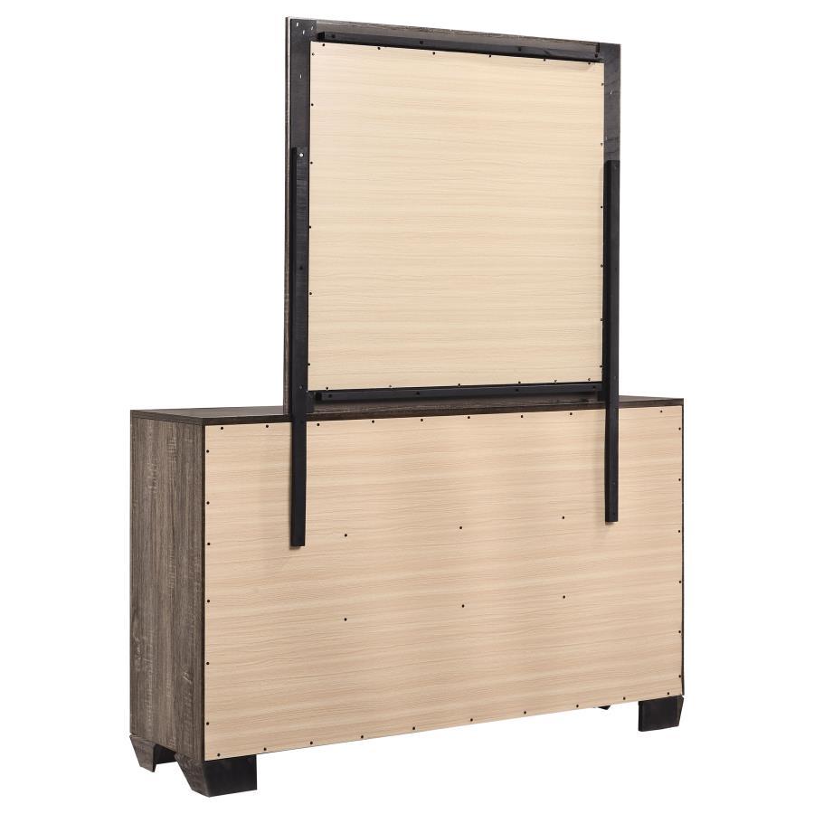 Kauffman - 6 - Drawer Dresser With Mirror - Washed Taupe Dresser & Mirror modern furniture Contempo Furniture