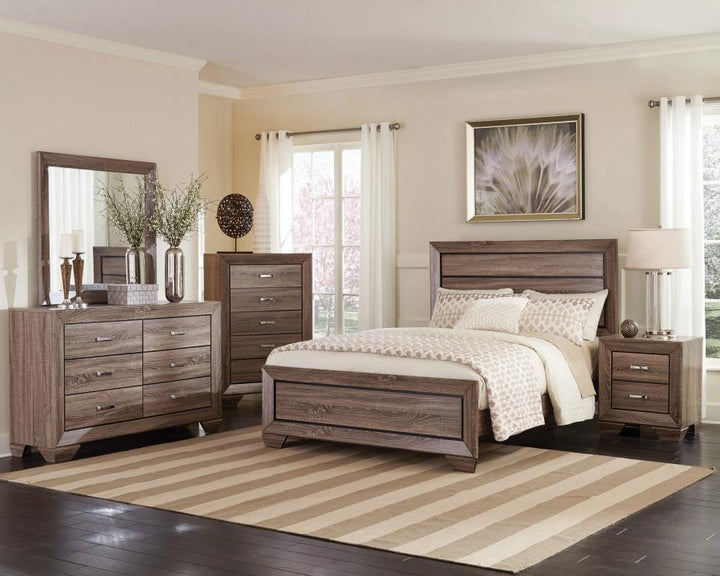 Kauffman - 6 - Drawer Dresser With Mirror - Washed Taupe Dresser &amp; Mirror modern furniture Contempo Furniture