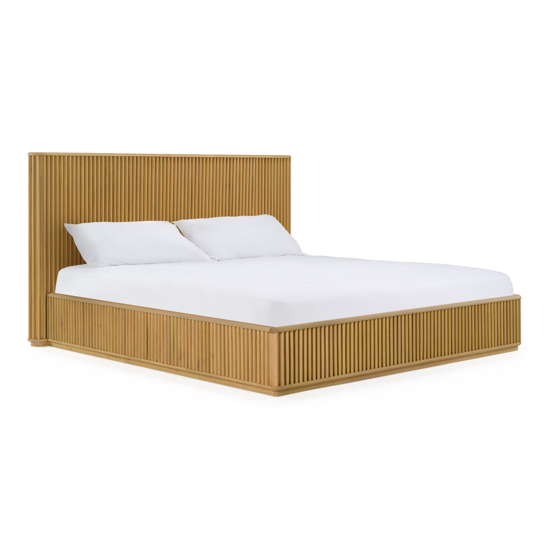 Eastern King Kayce - Modern Natural Oak Bed