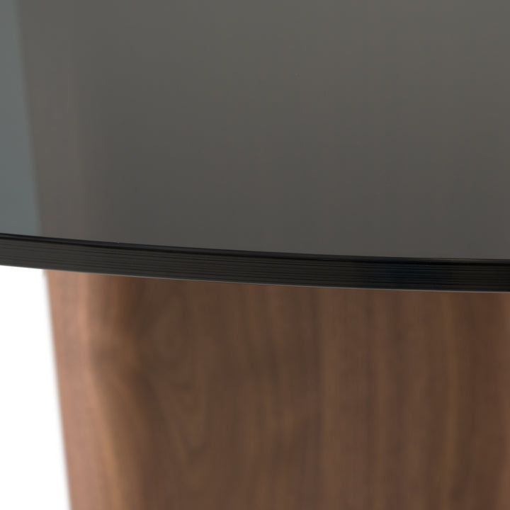 Kaye - Modern Walnut + Glass 71" Round Dining Table