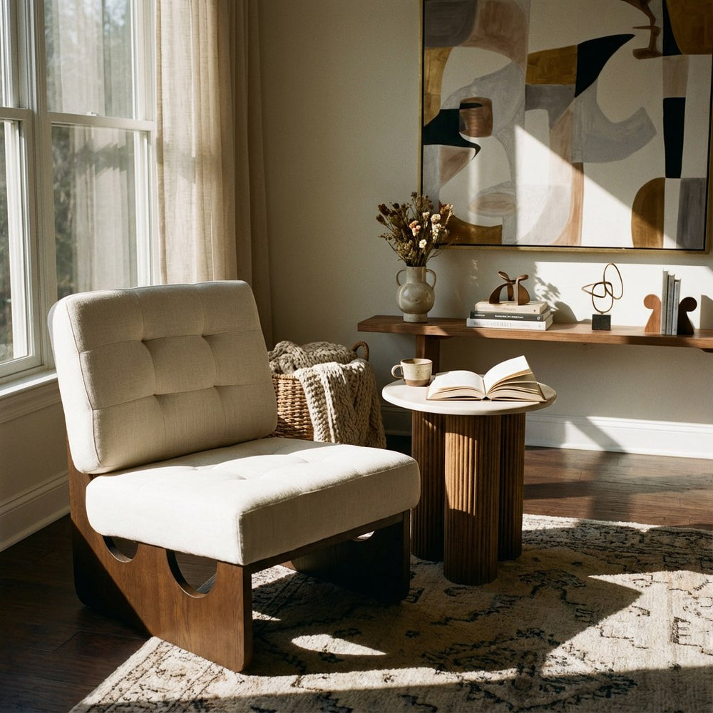 Kaylie - Contemporary Off White Accent Chair - View 6