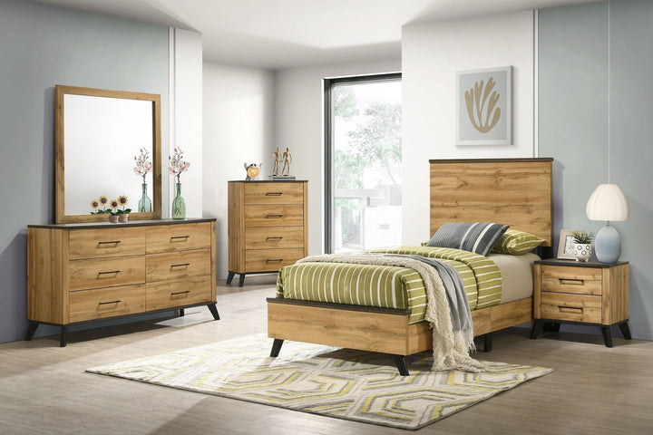 Kaywood - 5 Piece Twin Bedroom Set - Natural Pine 5 - Piece Bedroom Set modern furniture Contempo Furniture