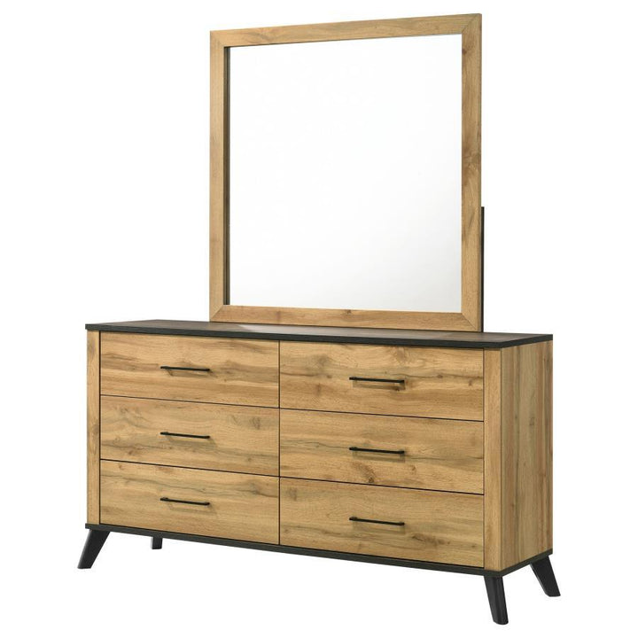 Kaywood - 6 - Drawer Dresser And Mirror - Natural Pine Dresser &amp; Mirror modern furniture Contempo Furniture