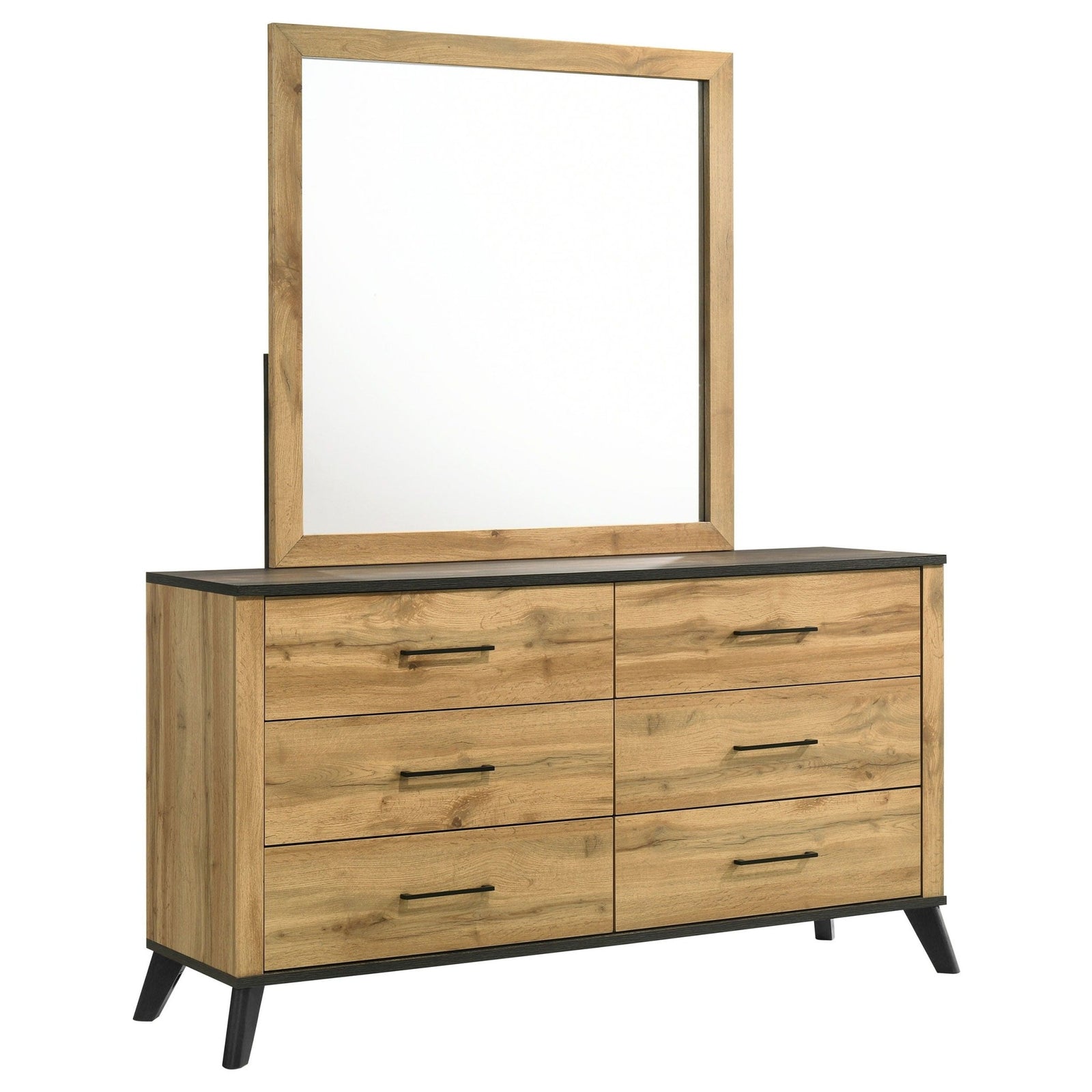 Kaywood - 6 - Drawer Dresser And Mirror - Natural Pine Dresser & Mirror modern furniture Contempo Furniture
