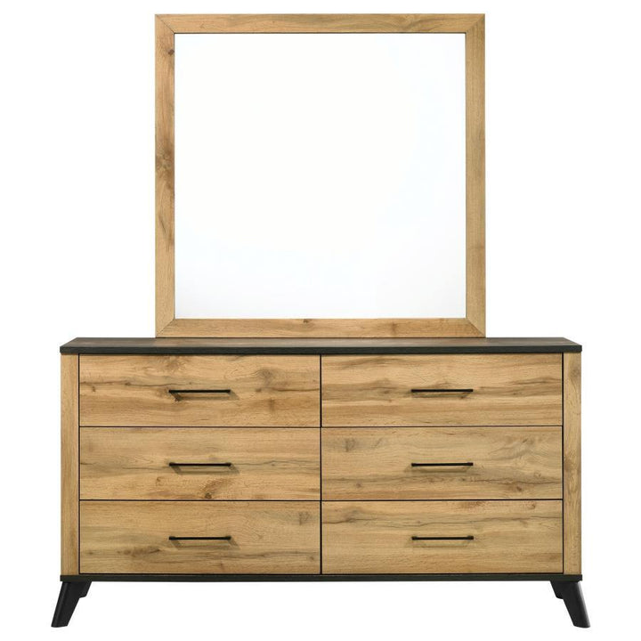 Kaywood - 6 - Drawer Dresser And Mirror - Natural Pine Dresser &amp; Mirror modern furniture Contempo Furniture