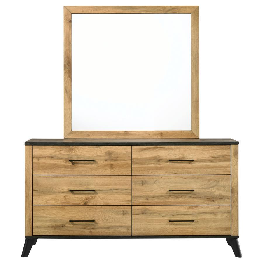 Kaywood - 6 - Drawer Dresser And Mirror - Natural Pine Dresser & Mirror modern furniture Contempo Furniture
