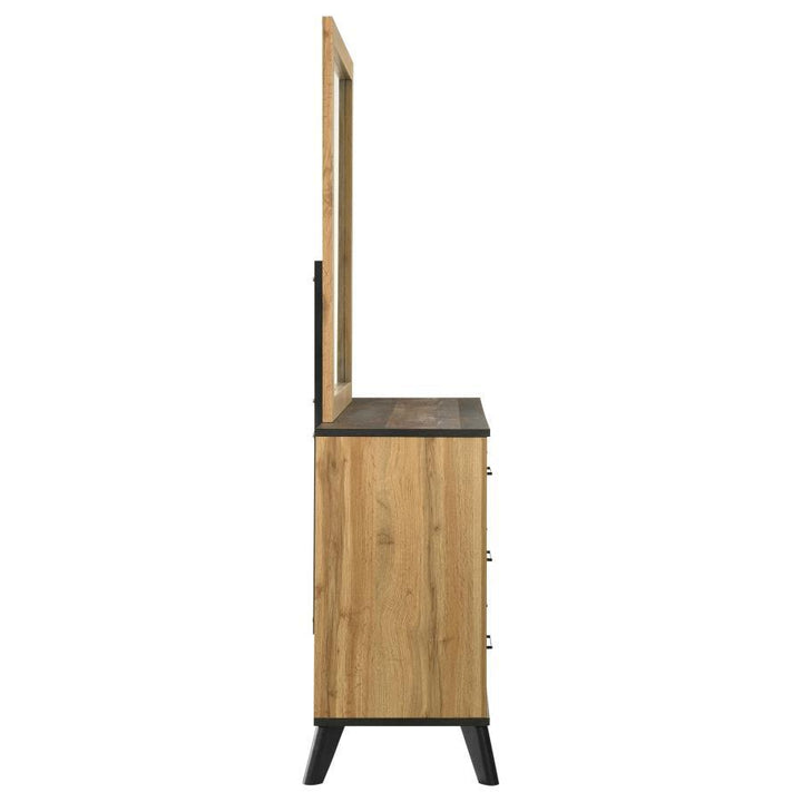 Kaywood - 6 - Drawer Dresser And Mirror - Natural Pine Dresser &amp; Mirror modern furniture Contempo Furniture