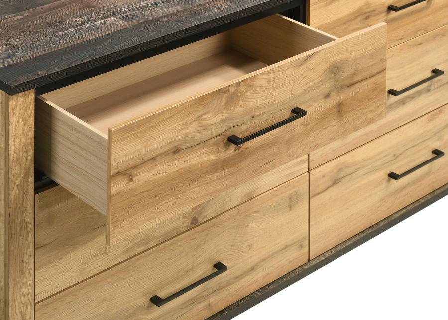 Kaywood - 6 - Drawer Dresser And Mirror - Natural Pine Dresser & Mirror modern furniture Contempo Furniture