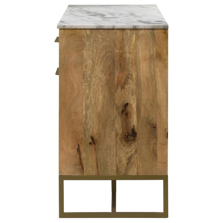 Keaton - 3 - Door Marble Top Herringbone Accent Cabinet - Natural Accent Cabinet modern furniture Contempo Furniture