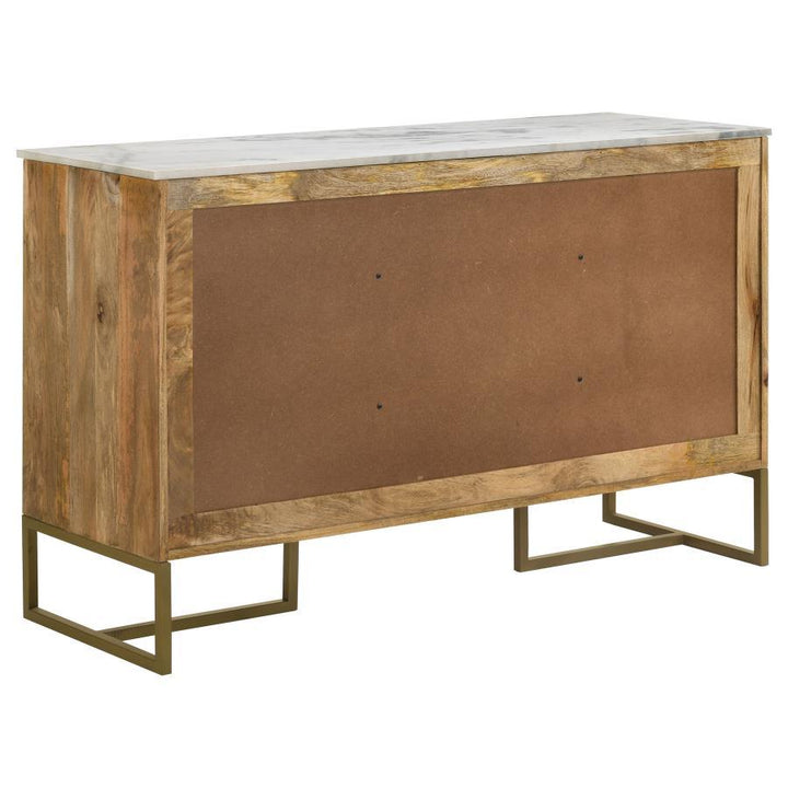 Keaton - 3 - Door Marble Top Herringbone Accent Cabinet - Natural Accent Cabinet modern furniture Contempo Furniture