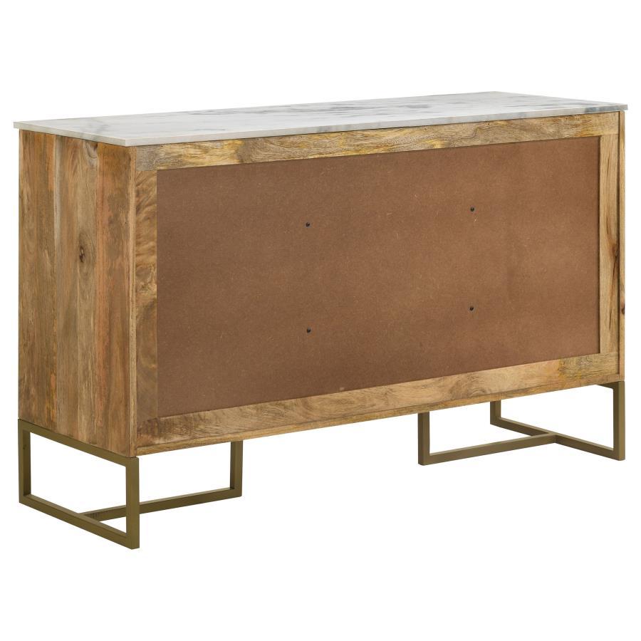 Keaton - 3 - Door Marble Top Herringbone Accent Cabinet - Natural Accent Cabinet modern furniture Contempo Furniture