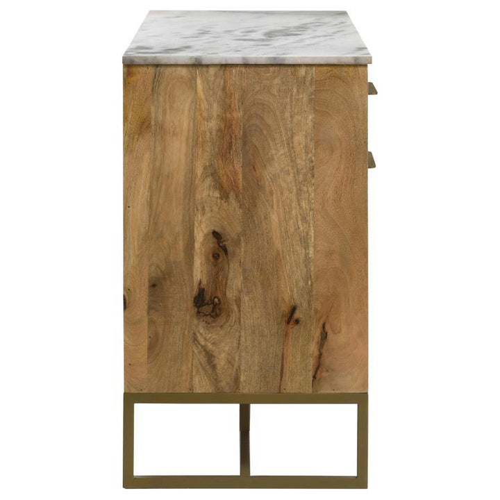 Keaton - 3 - Door Marble Top Herringbone Accent Cabinet - Natural Accent Cabinet modern furniture Contempo Furniture