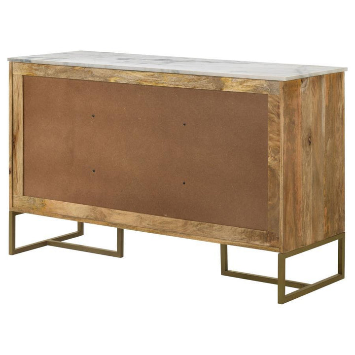Keaton - 3 - Door Marble Top Herringbone Accent Cabinet - Natural Accent Cabinet modern furniture Contempo Furniture