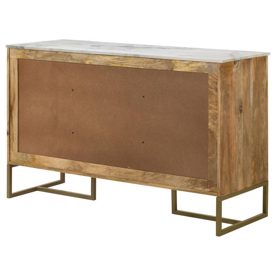 Keaton - 3 - Door Marble Top Herringbone Accent Cabinet - Natural Accent Cabinet modern furniture Contempo Furniture