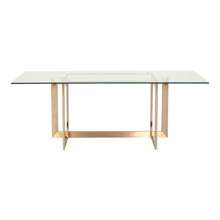 Keaton Modern Glass &amp; Brass Dining Table