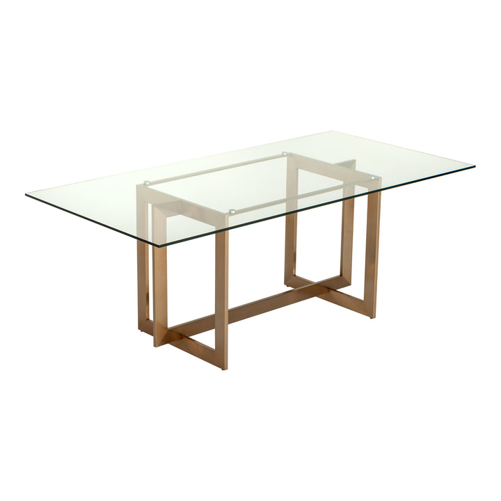 Keaton Modern Glass &amp; Brass Dining Table
