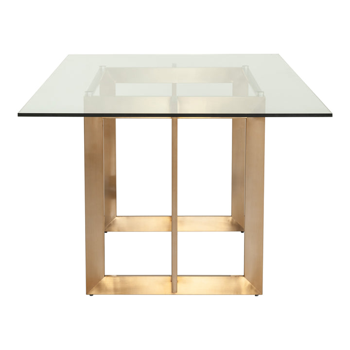 Keaton Modern Glass &amp; Brass Dining Table