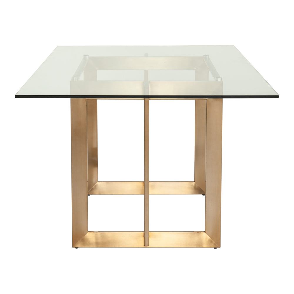 Keaton Modern Glass & Brass Dining Table - View 11