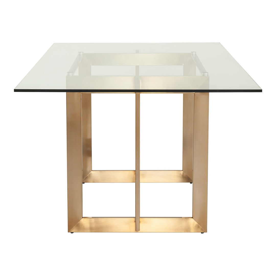 Keaton Modern Glass & Brass Dining Table