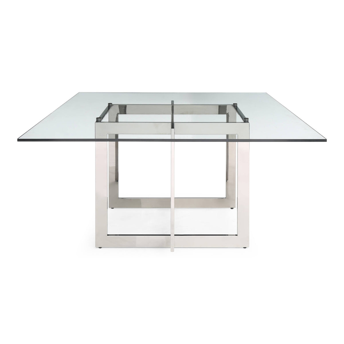 Keaton - Square Modern Glass + Stainless Steel Dining Table