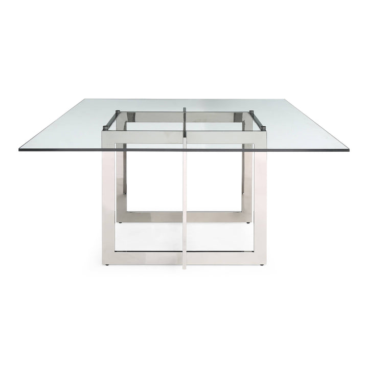 Keaton - Square Modern Glass + Stainless Steel Dining Table