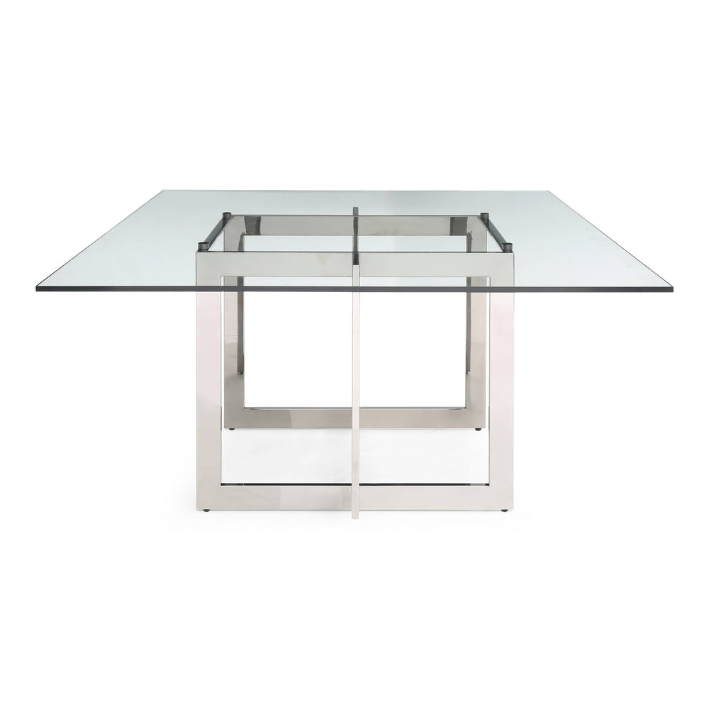 Keaton - Square Modern Glass + Stainless Steel Dining Table