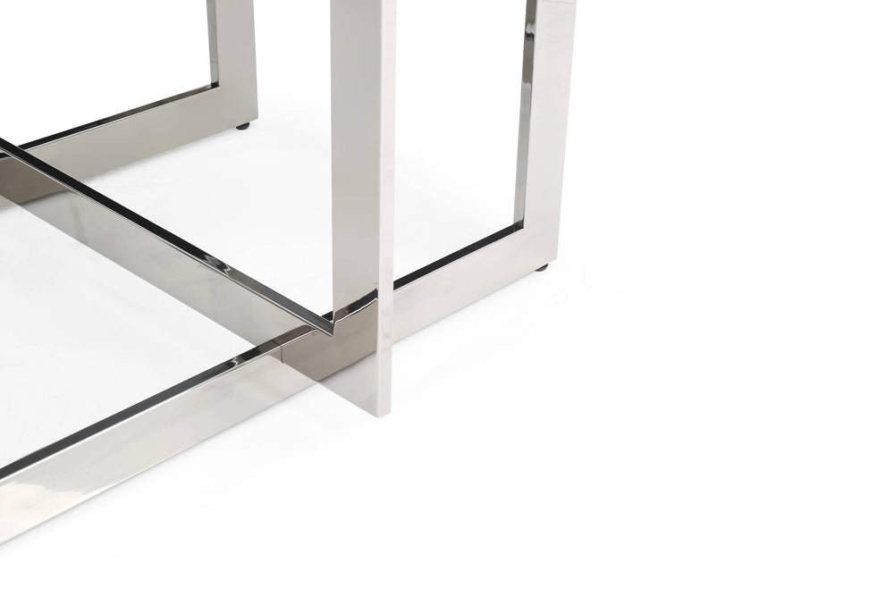 Keaton - Square Modern Glass + Stainless Steel Dining Table