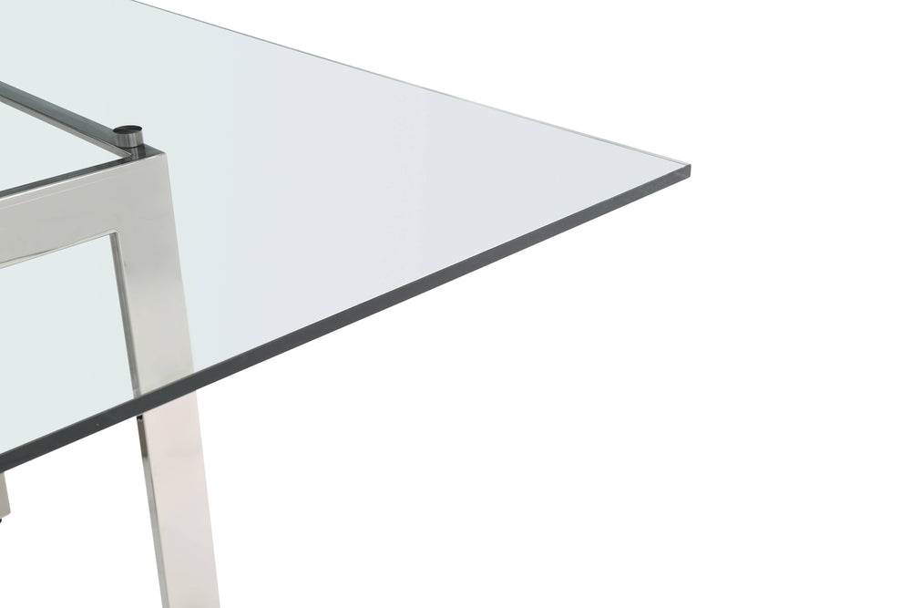 Keaton - Square Modern Glass + Stainless Steel Dining Table