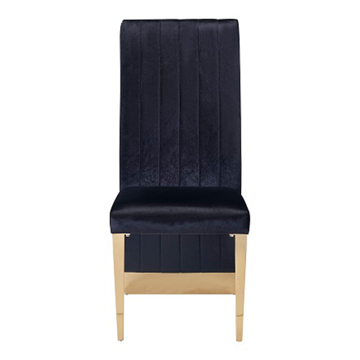 Keisha - Modern Black Velvet and Gold Dining Chair Set of 2