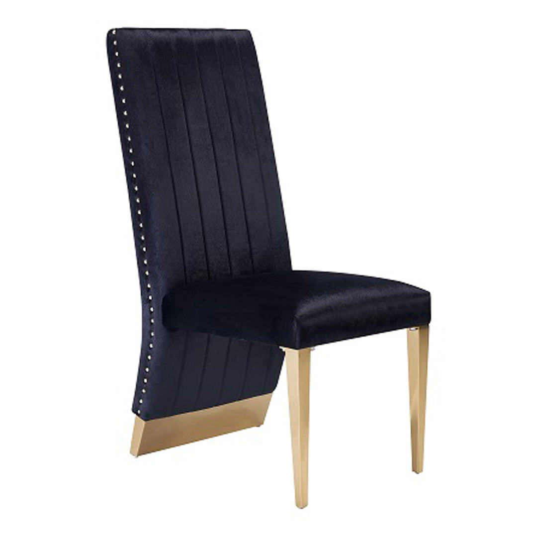 Keisha - Modern Black Velvet and Gold Dining Chair Set of 2