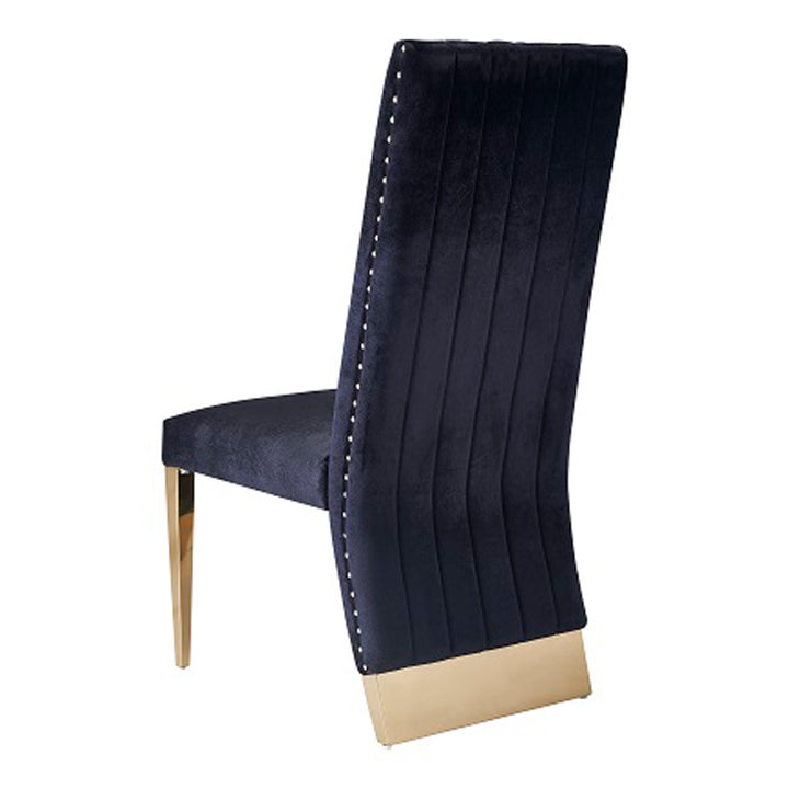Keisha - Modern Black Velvet and Gold Dining Chair Set of 2