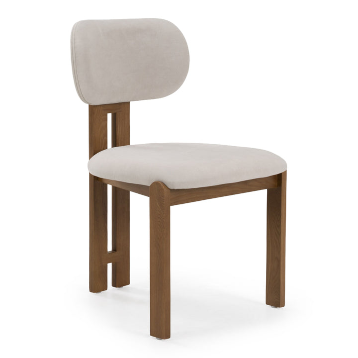 Kelsey - Modern Light Grey Fabric + Brown Ash Dining Chair
