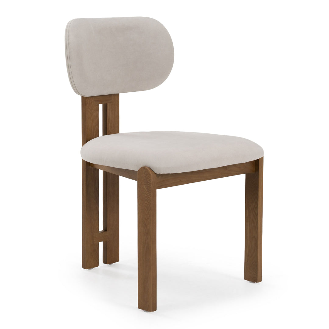 Kelsey - Modern Light Grey Fabric + Brown Ash Dining Chair