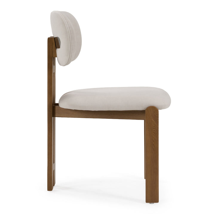 Kelsey - Modern Light Grey Fabric + Brown Ash Dining Chair