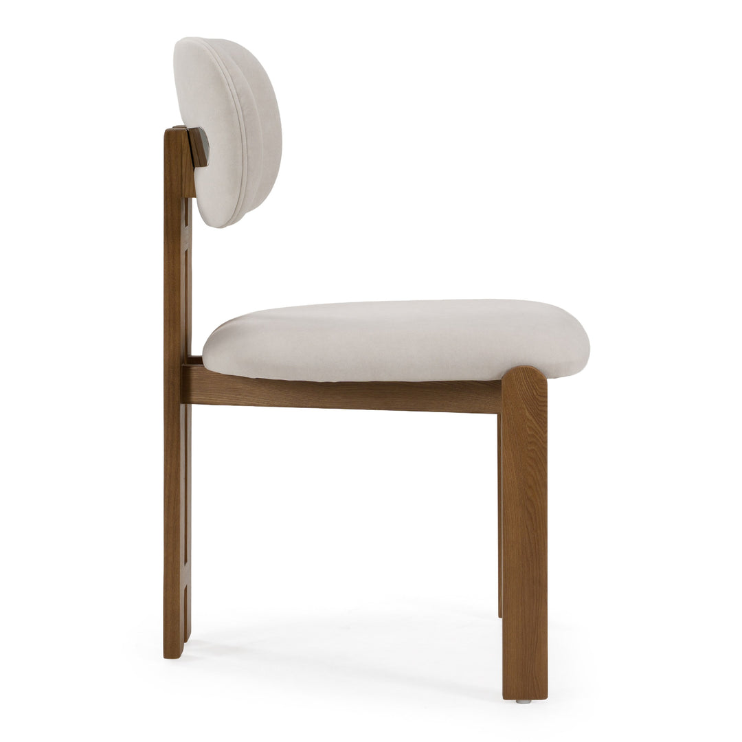 Kelsey - Modern Light Grey Fabric + Brown Ash Dining Chair