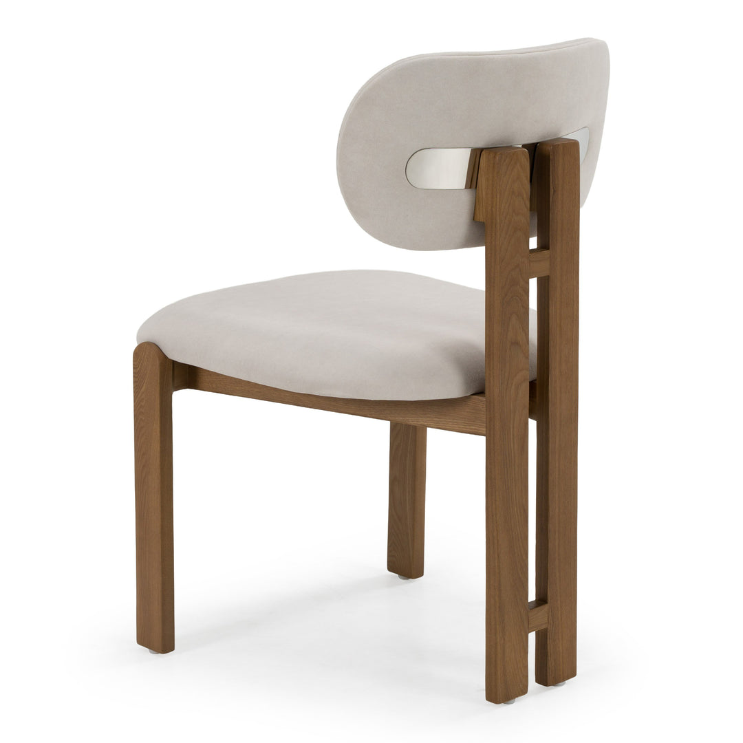 Kelsey - Modern Light Grey Fabric + Brown Ash Dining Chair