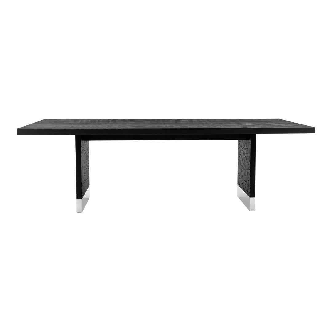Kenda - Modern Black Ash + Stainless Steel Dining Table
