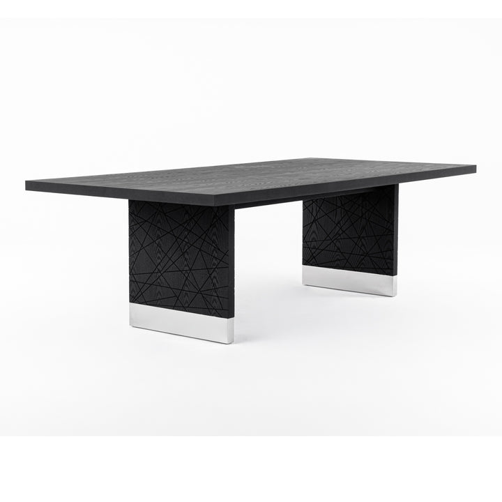 Kenda - Modern Black Ash + Stainless Steel Dining Table