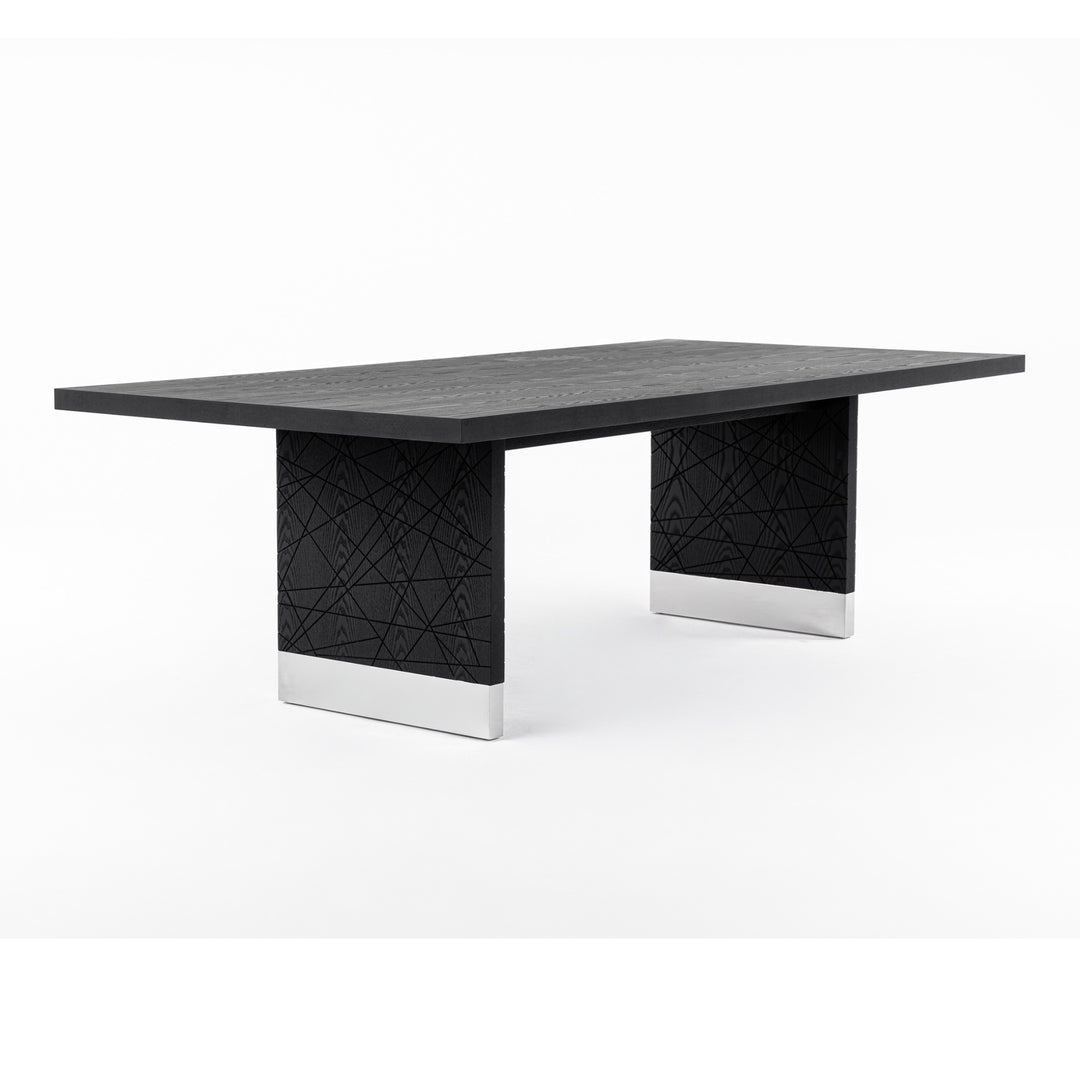 Kenda - Modern Black Ash + Stainless Steel Dining Table